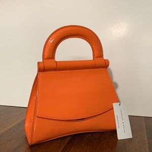 Brand New Orange Patent Leather Top Handle Bag